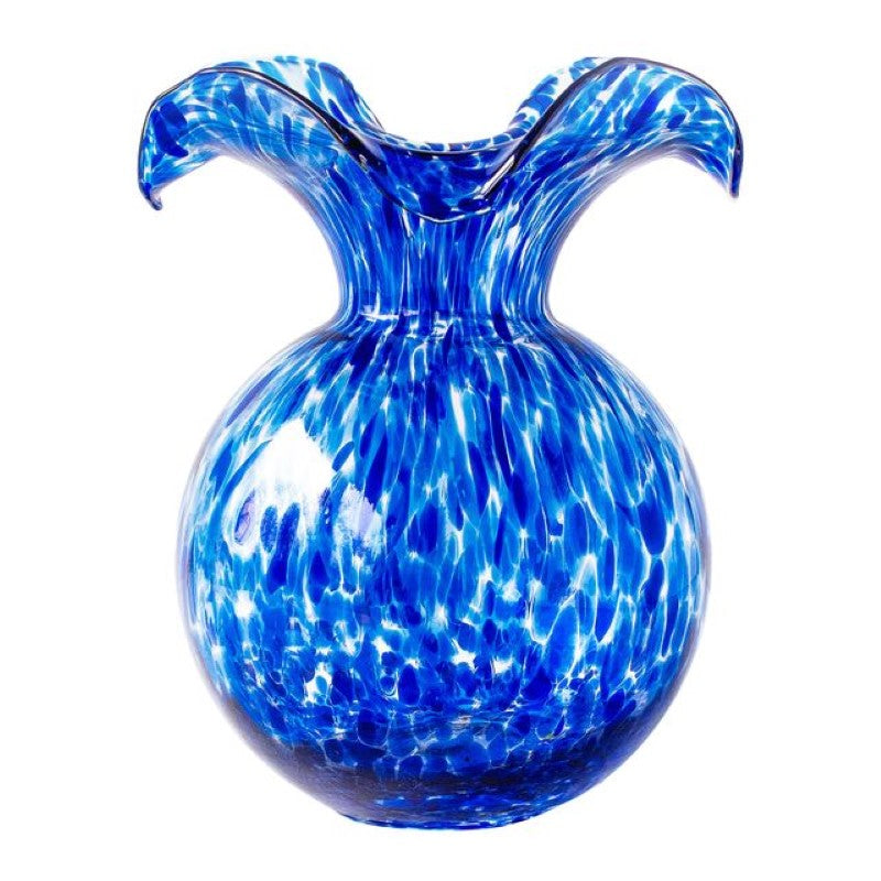Hibiscus Glass Cobalt Tortoiseshell Small Fluted Vase