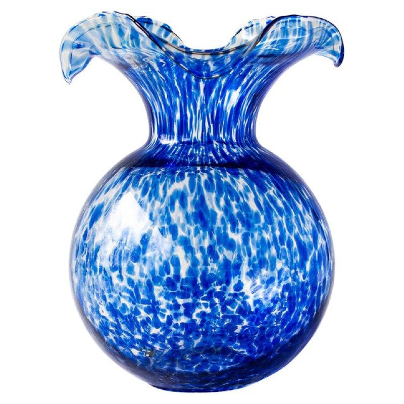 Hibiscus Glass Cobalt Tortoiseshell Medium Fluted Vase