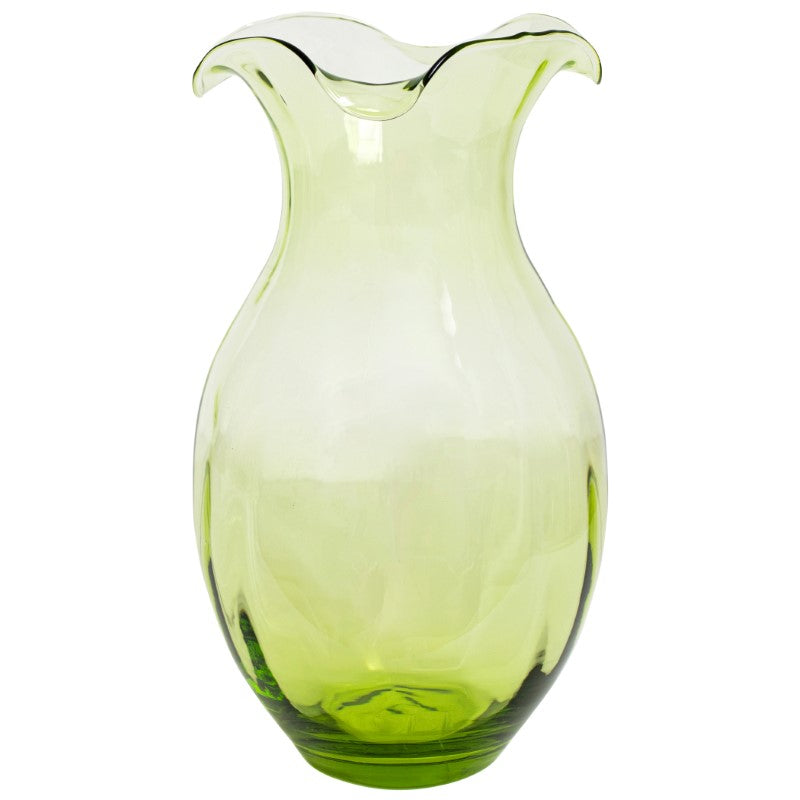 Hibiscus Glass Green Vertical Fluted Large Vase
