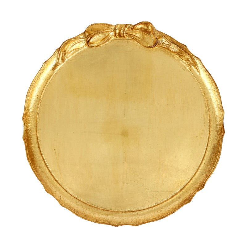 Florentine Wooden Accessories Gold Bow Round Tray