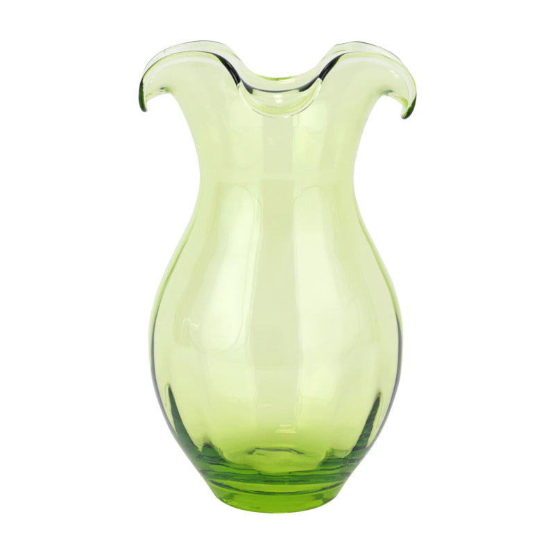 Hibiscus Glass Green Vertical Fluted Medium Vase