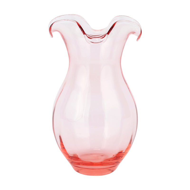 Hibiscus Glass Pink Vertical Fluted Medium Vase