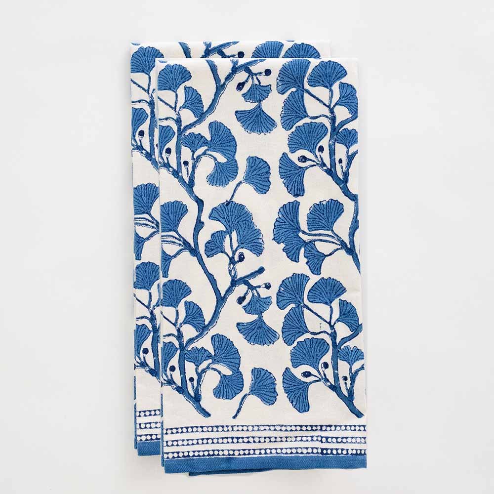 Ginkgo Blue Tea Towels