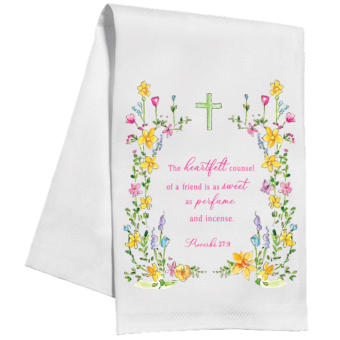 Handpainted Friendship Spring Floral Tea Towel