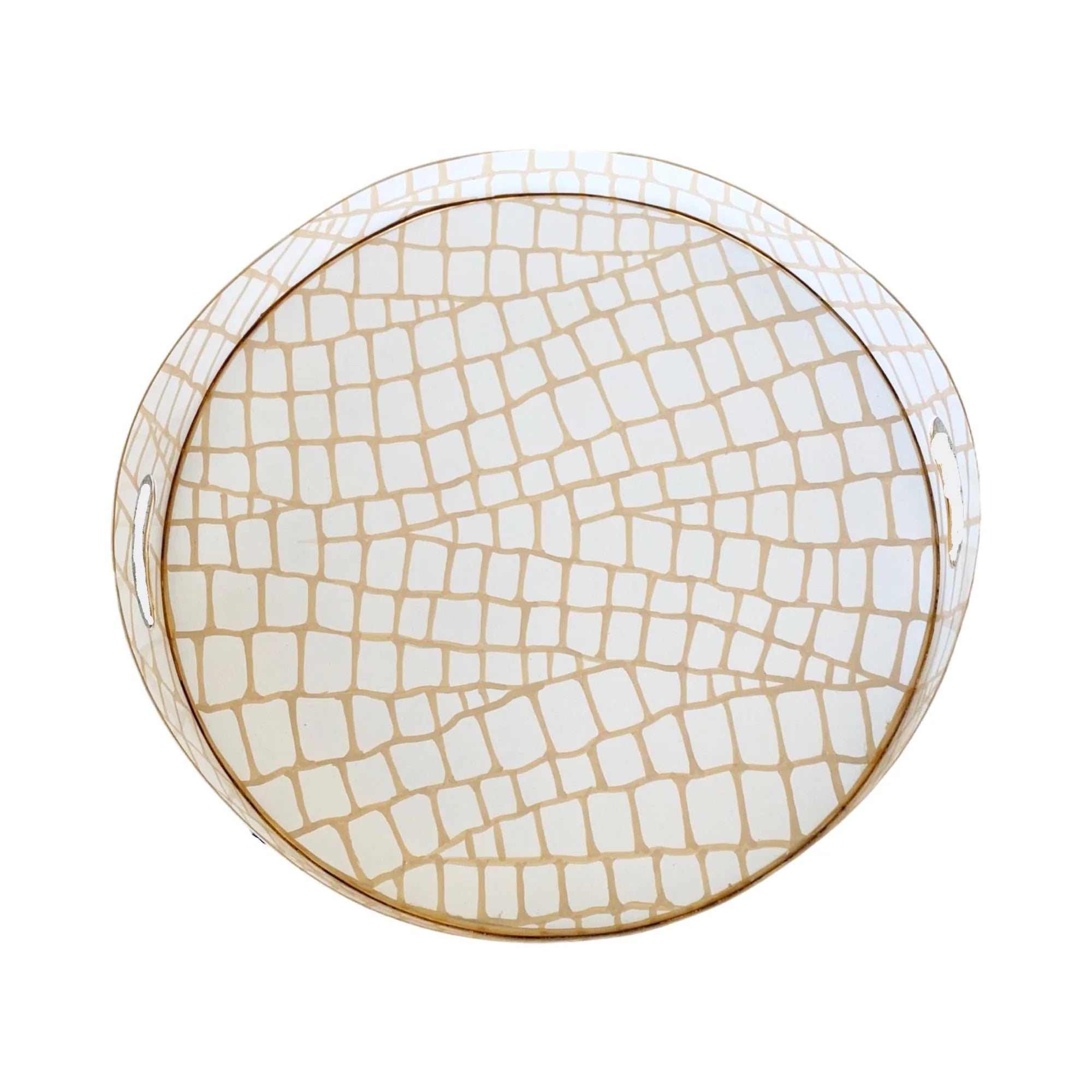 White Croc 16" Round Tray