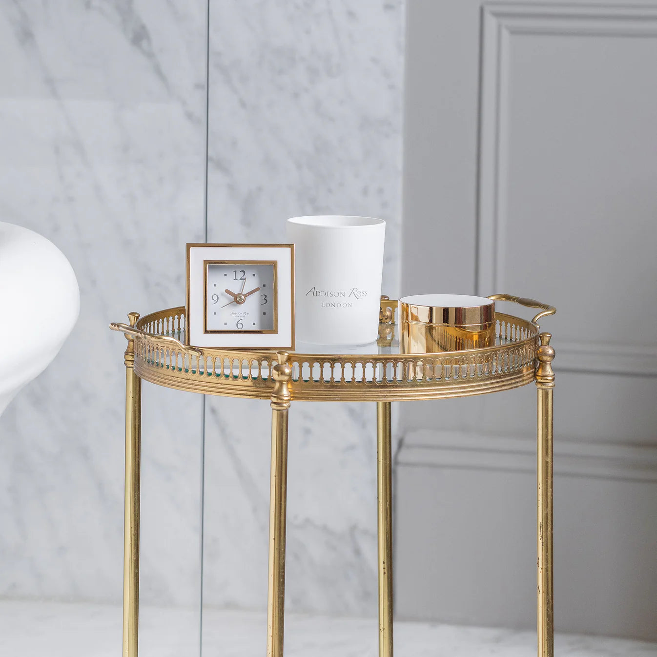 White & Gold Square Silent Alarm Clock