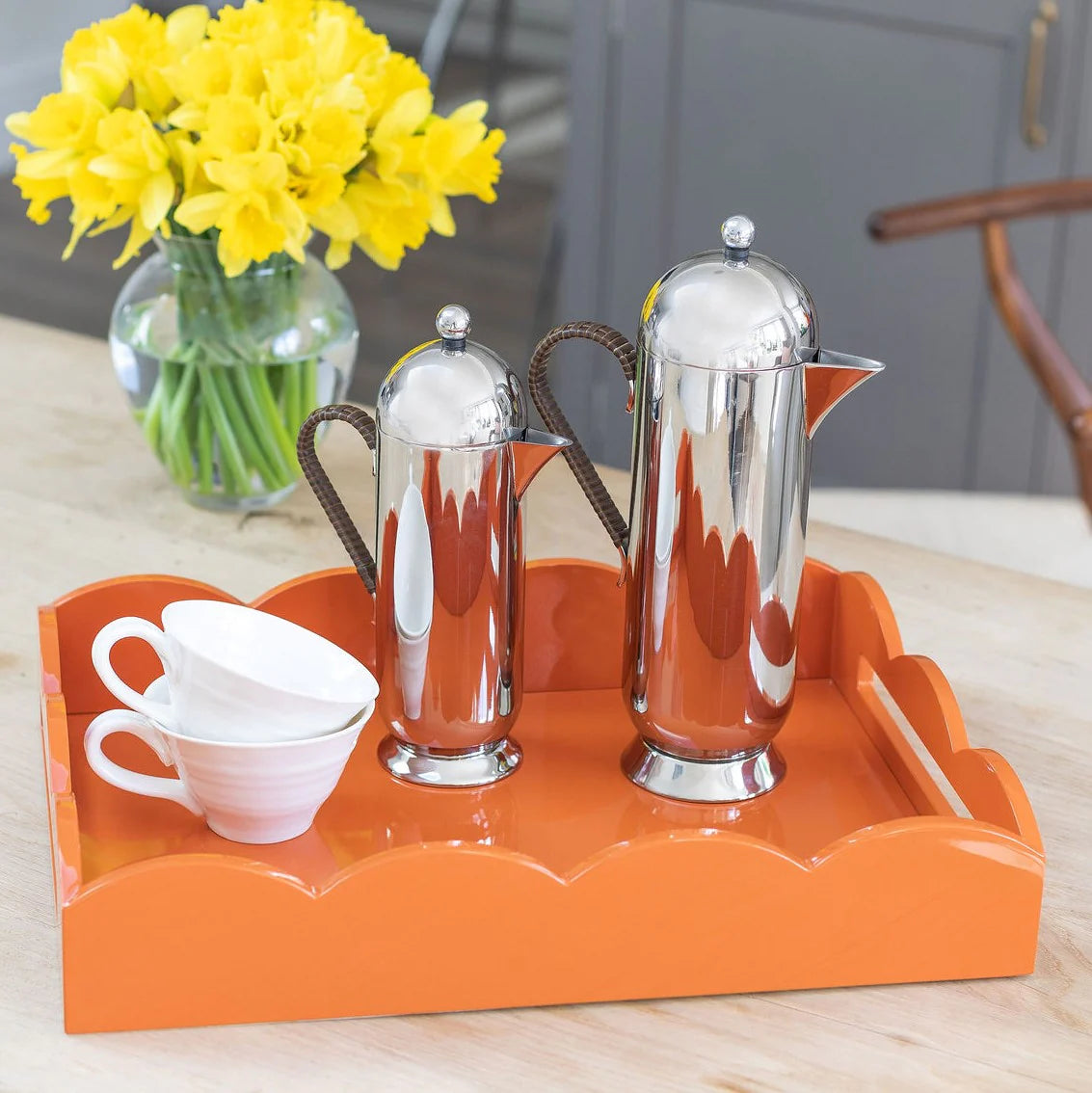 Orange Medium Lacquered Scallop Serving Tray