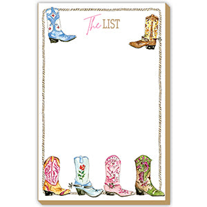Luxe Large Notepad Handpainted Colorful Cowboy Boots with Rope The List