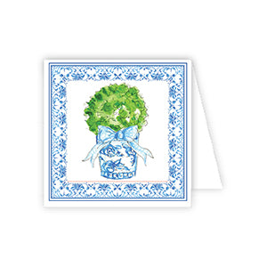 Boxwood in a Blue Planter Handpainted Enclosure Card