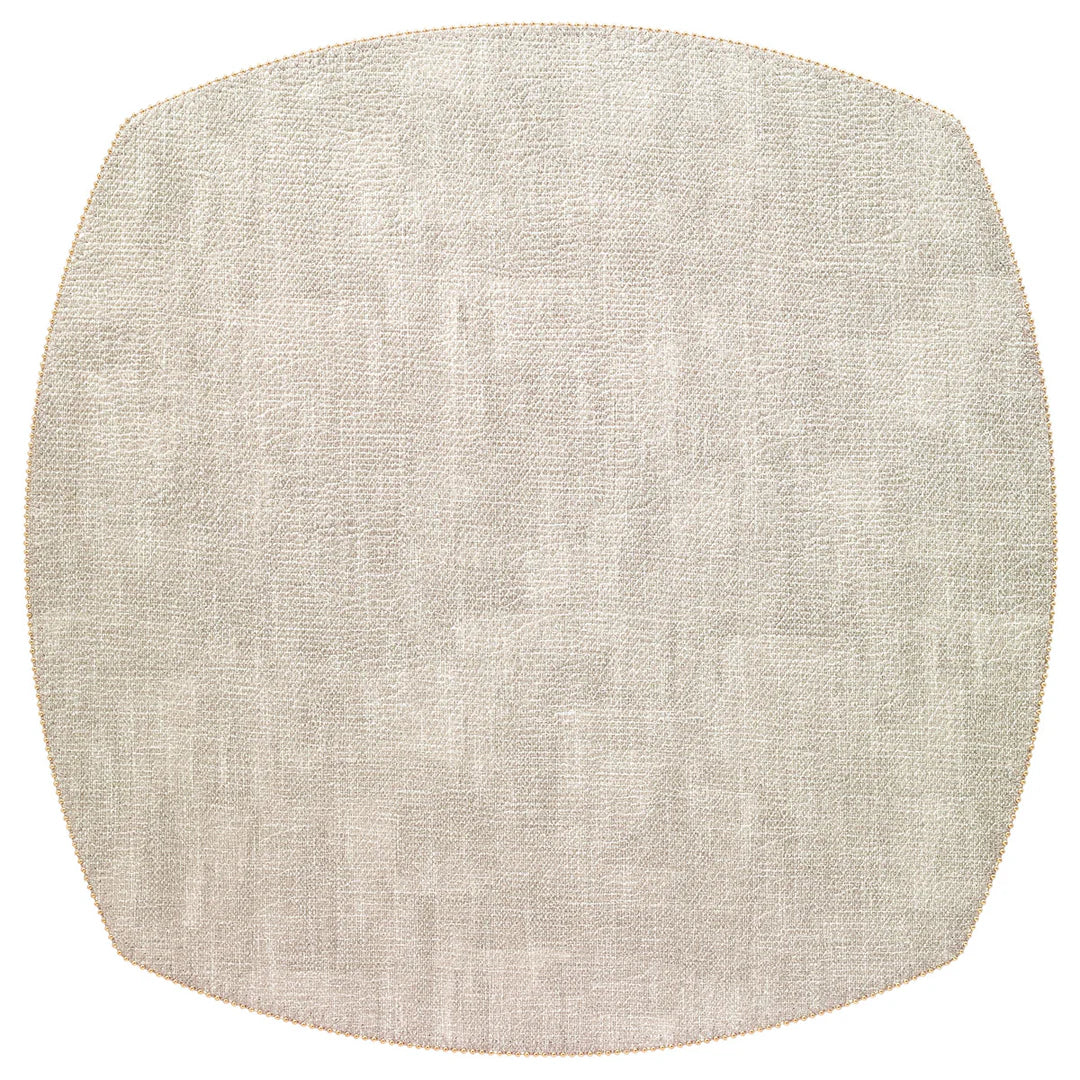 Allure 16" Elliptical Vinyl Placemats with Beaded Edge | Set of 4 - Birch