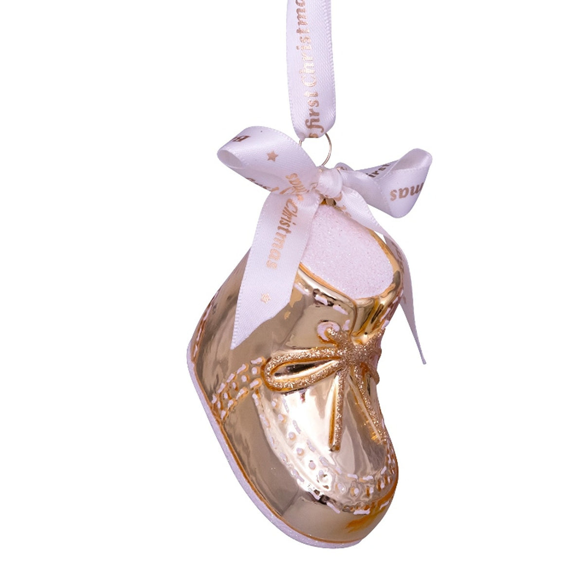 Gold Baby's First Christmas Shoe Ornament