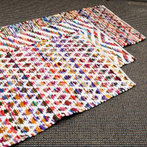 Multi-Colored Jute Rugs - White Diamonds