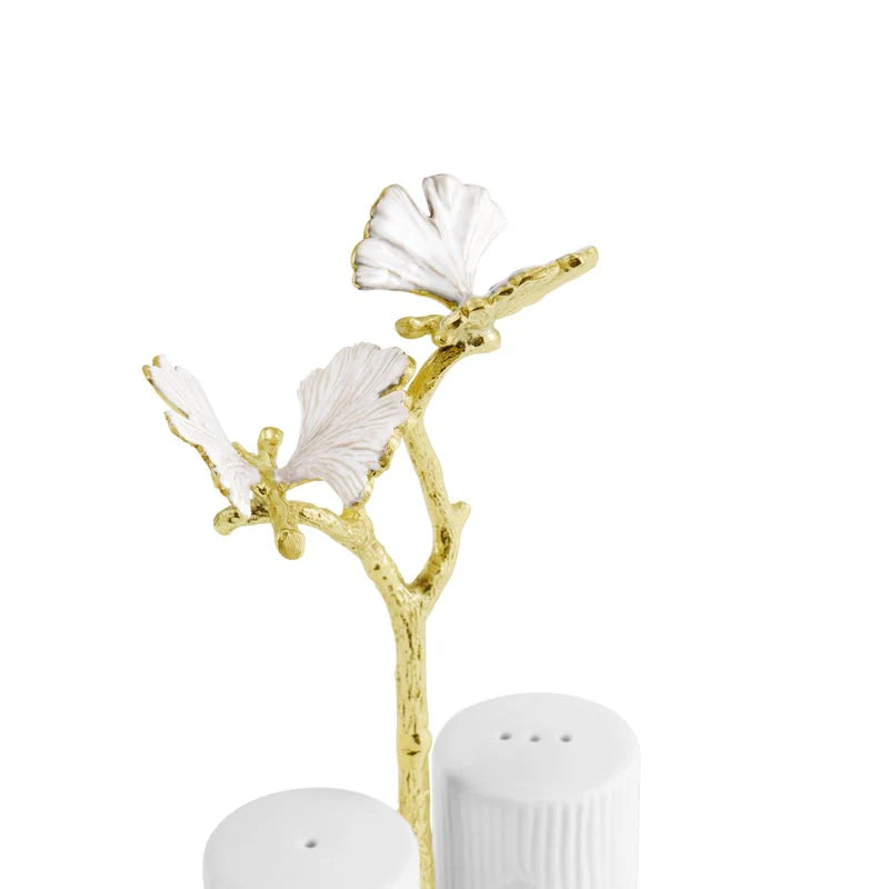 Butterfly Gingko Gold Salt & Pepper Shaker Set