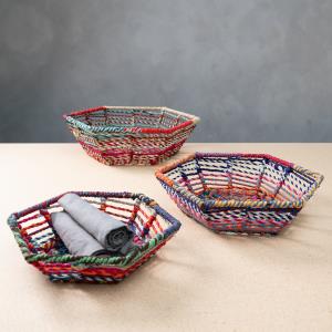 Hexagon Large Colorful Jute Basket