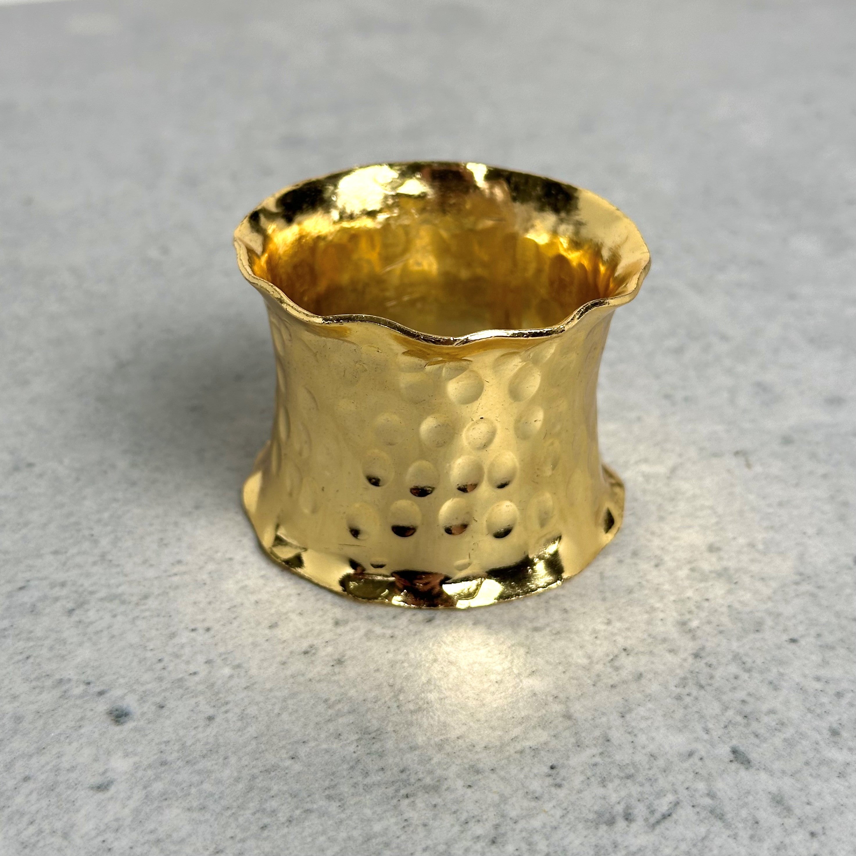 Gold Hammered Napkin Rings | Set of 4