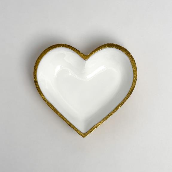 Gold Heart White Enamel Bowl