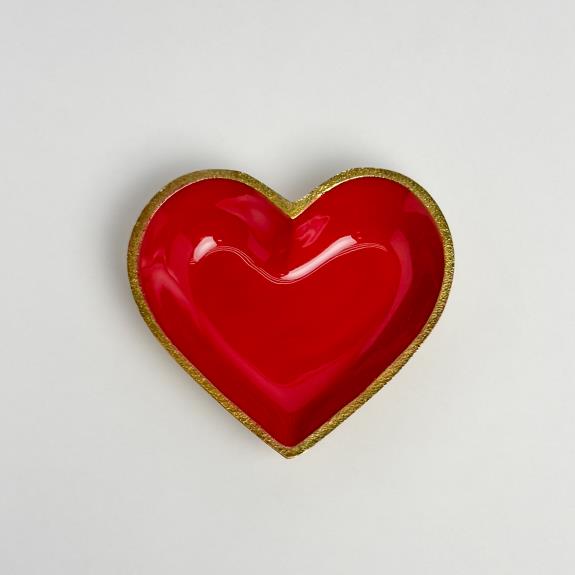 Gold Heart Red Enamel Bowl