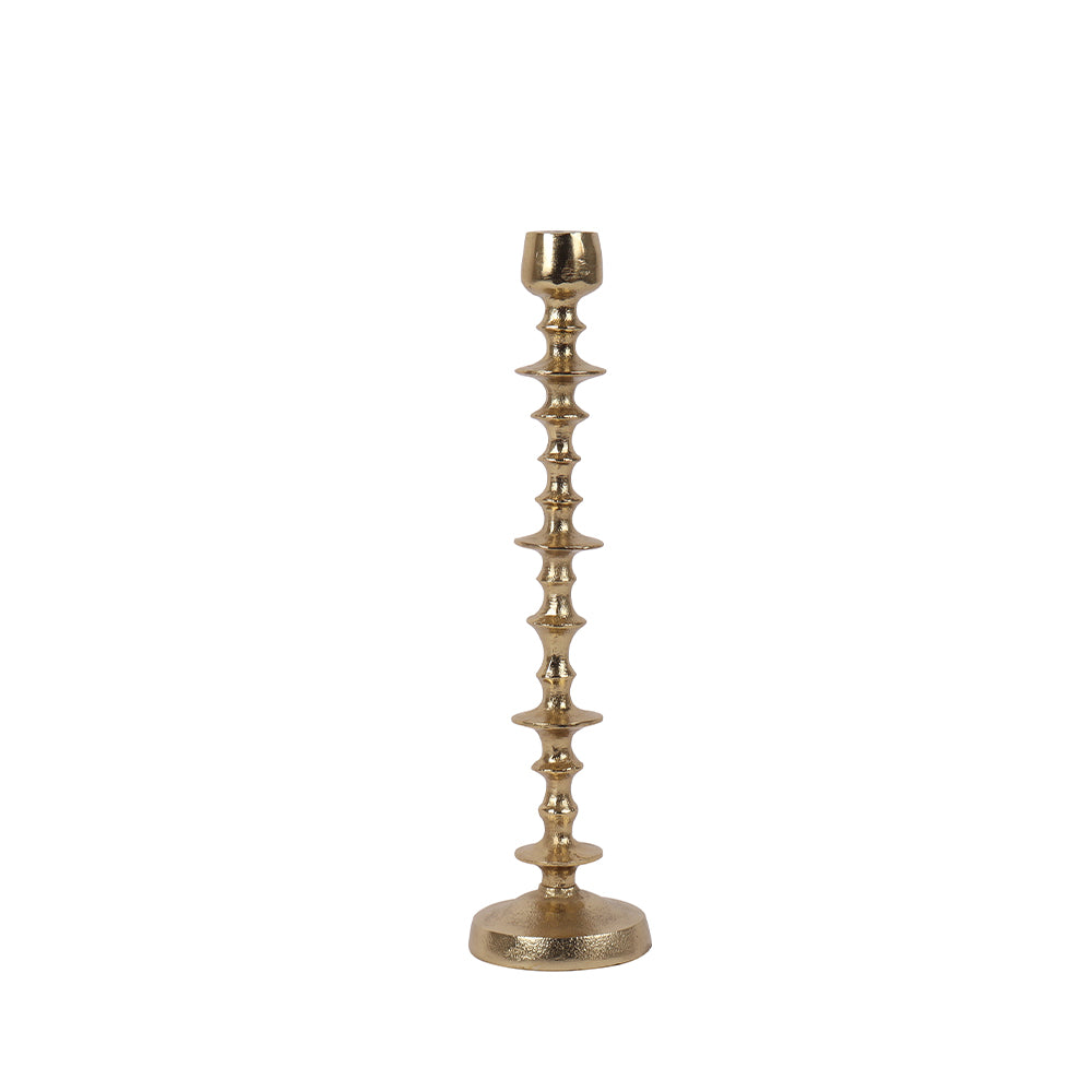 Gold Beaded 16" Candle Holder
