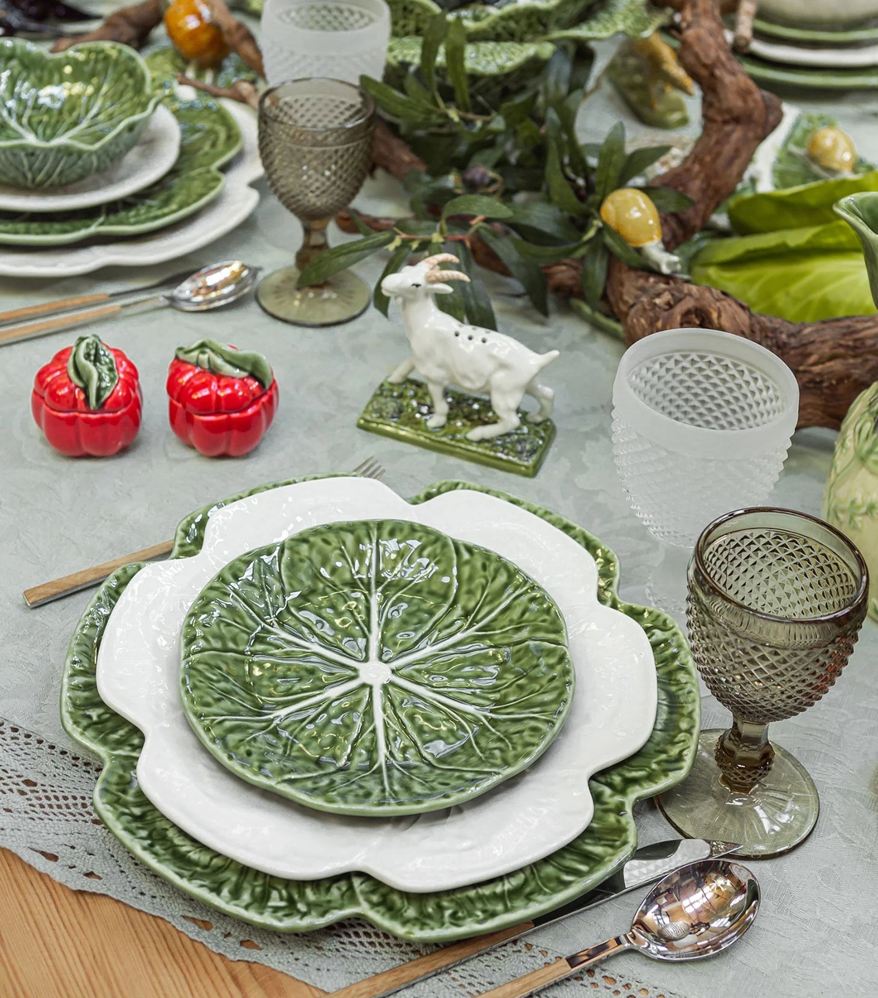 Green Cabbage Charger Plate