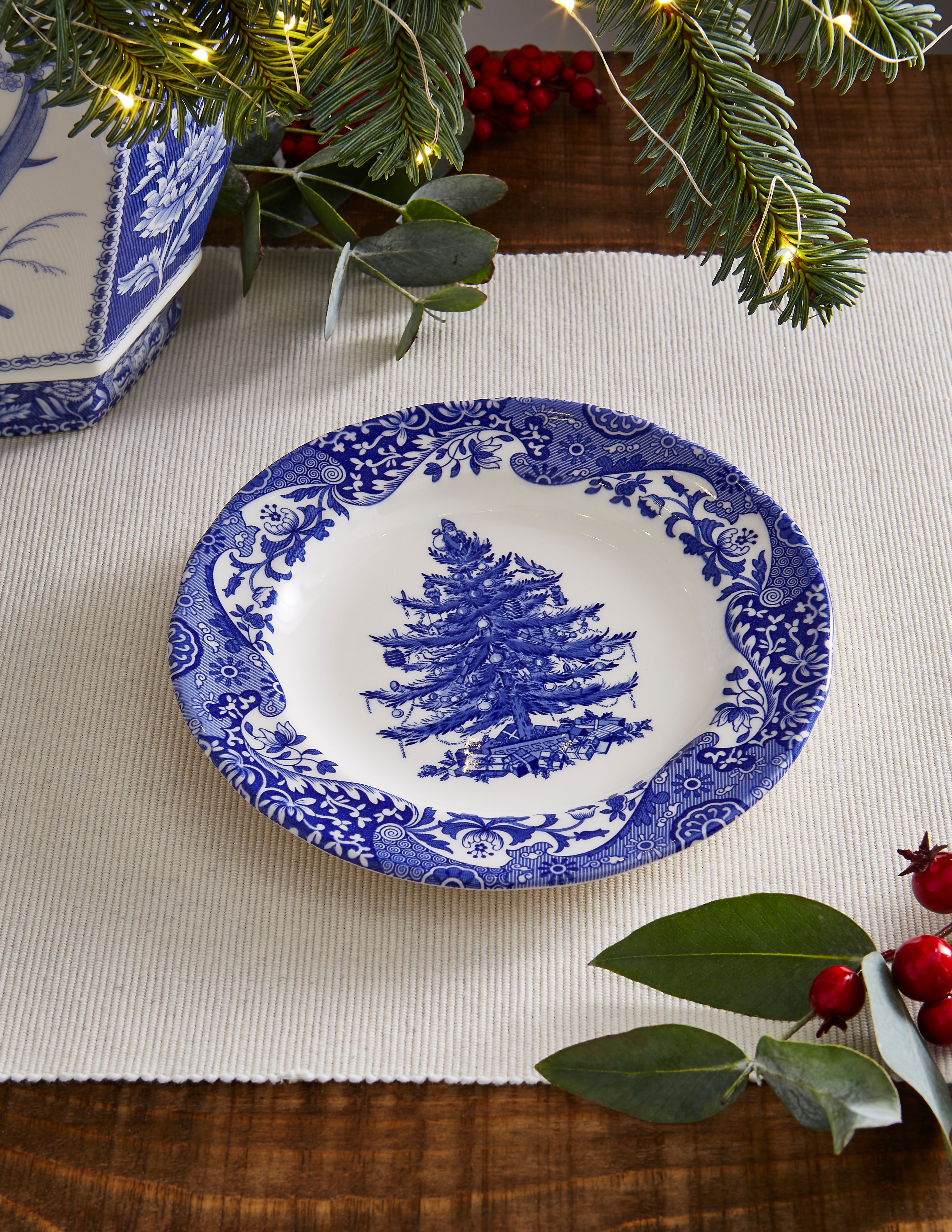 Blue Italian Christmas Tree Salad Plate