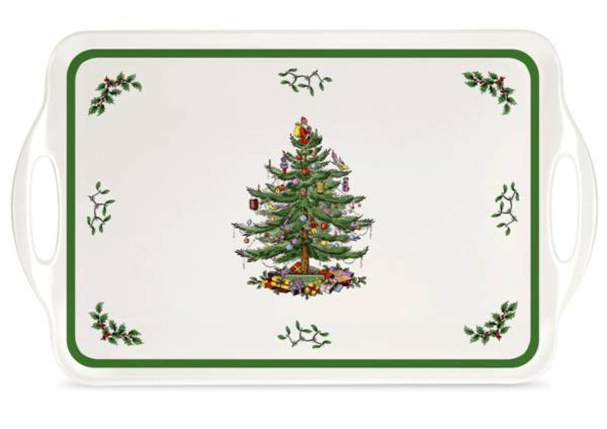 Christmas Tree Large Melamine Handled Tray