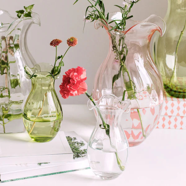 Hibiscus Glass Pink Vertical Fluted Large Vase