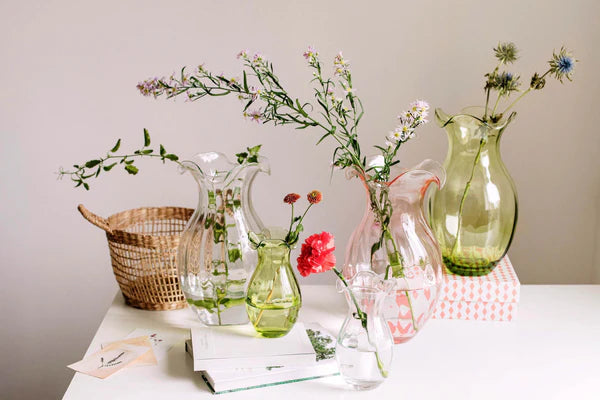 Hibiscus Glass Pink Vertical Fluted Small Vase