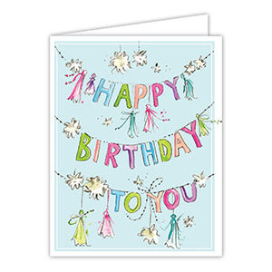 Greeting Card- Handpainted Happy Birthday To You Tassel Banners