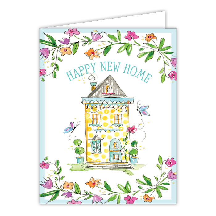Happy New Home Yellow House Greeting Card