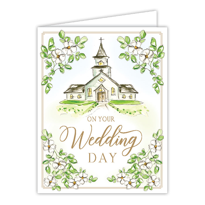 On Your Wedding Day Chapel Handpainted Greeting Card
