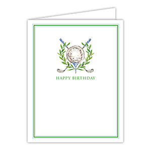 Happy Birthday Golf Ball Handpainted Greeting Card