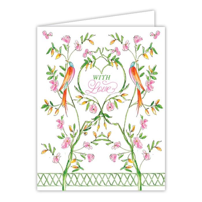 Handpainted With Love Colorful Birds Greeting Card
