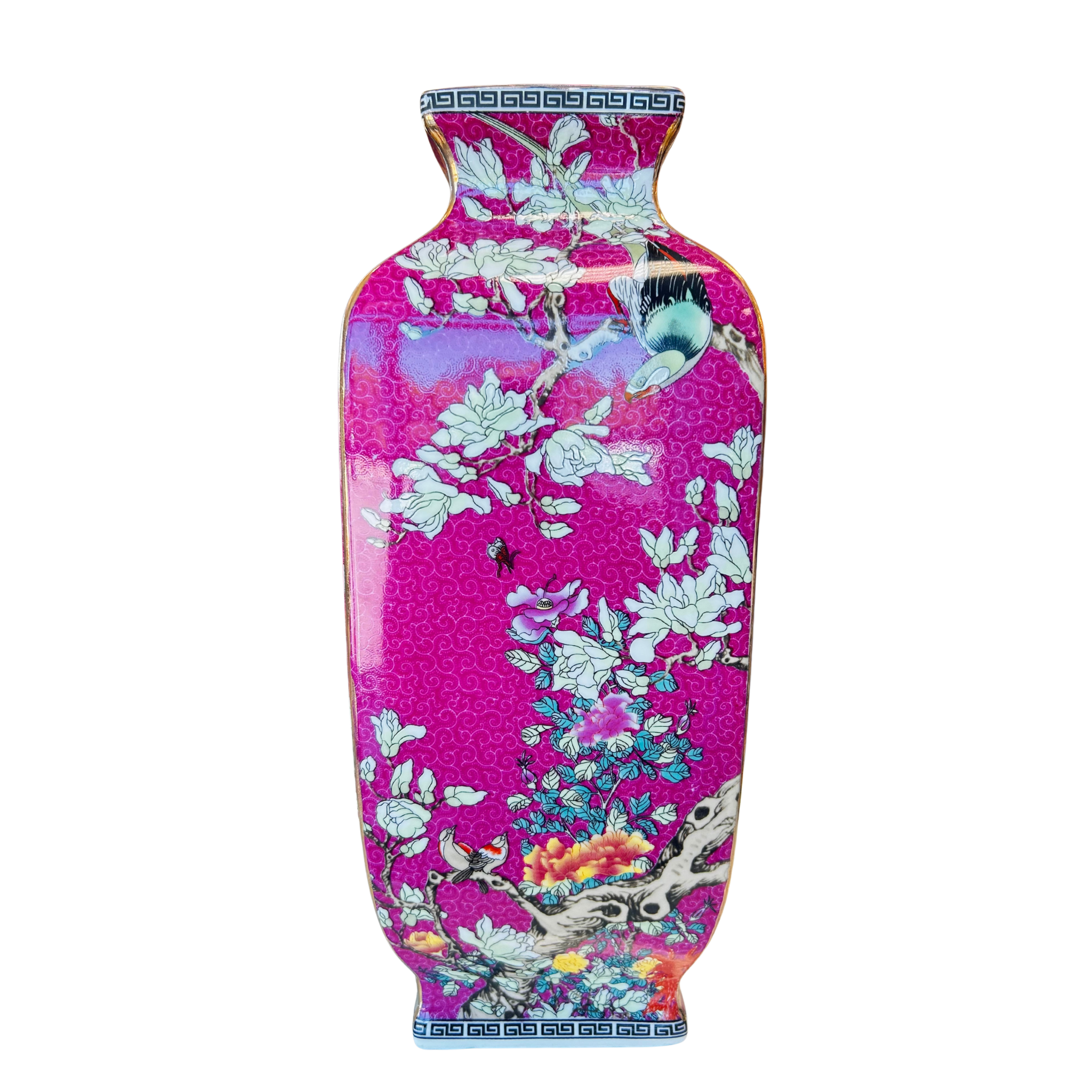 Pink Cloisonne Vase, 13.5"