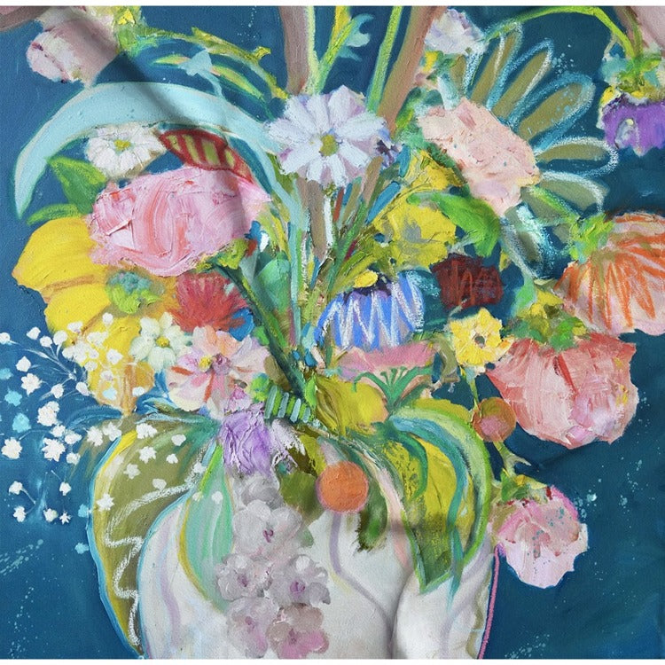 Flowers in a Blue Room Silk Scarf