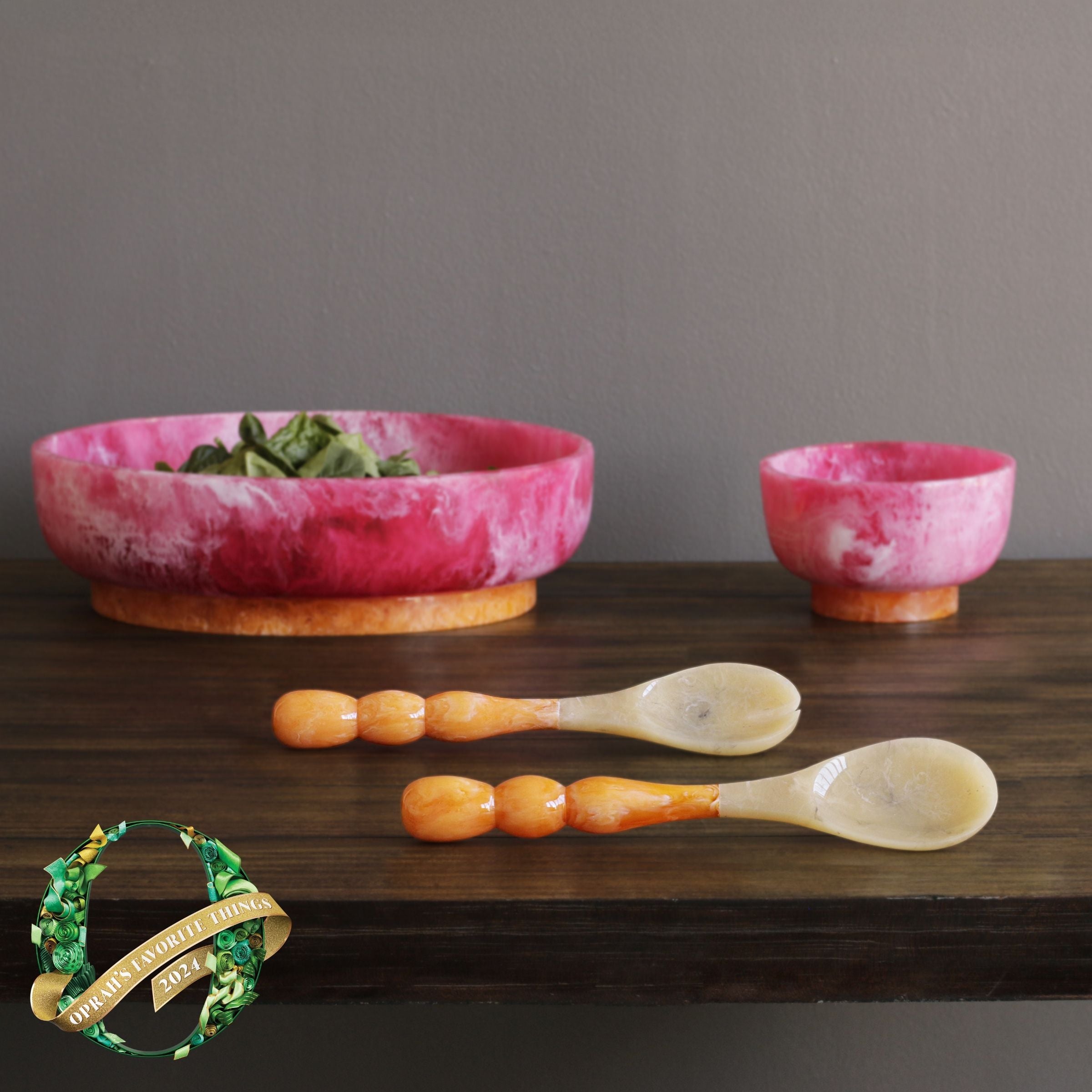 Resin Rio Small Bowls with Base (Pink and Orange)