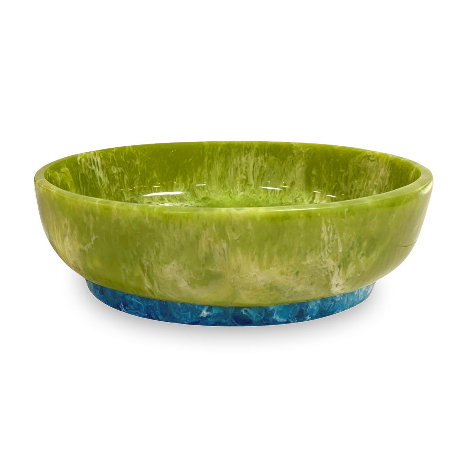 Resin Rio Large Oval Bowls with Base (Green and Blue)