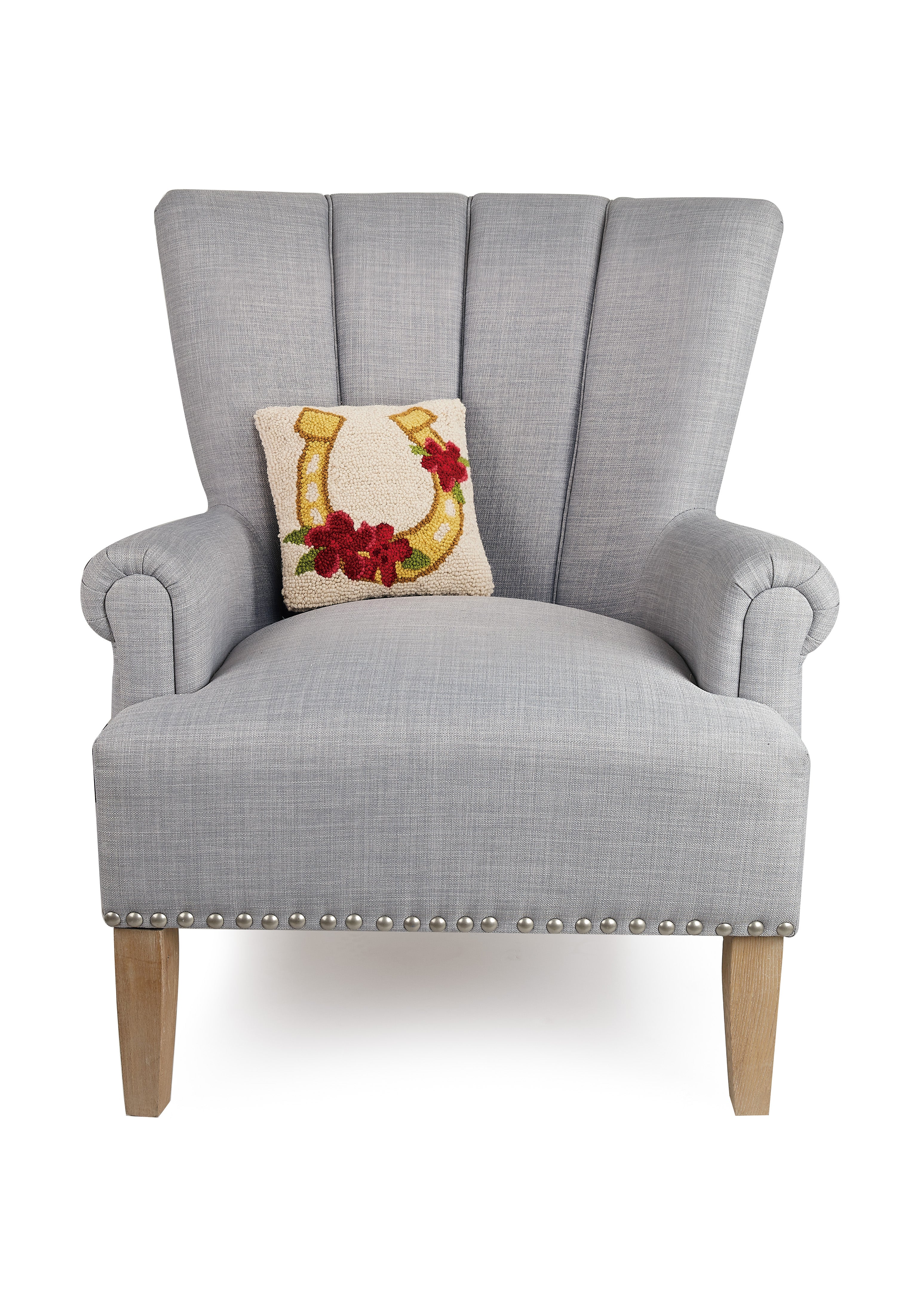 Gold Horseshoe With Flowers Hook Pillow