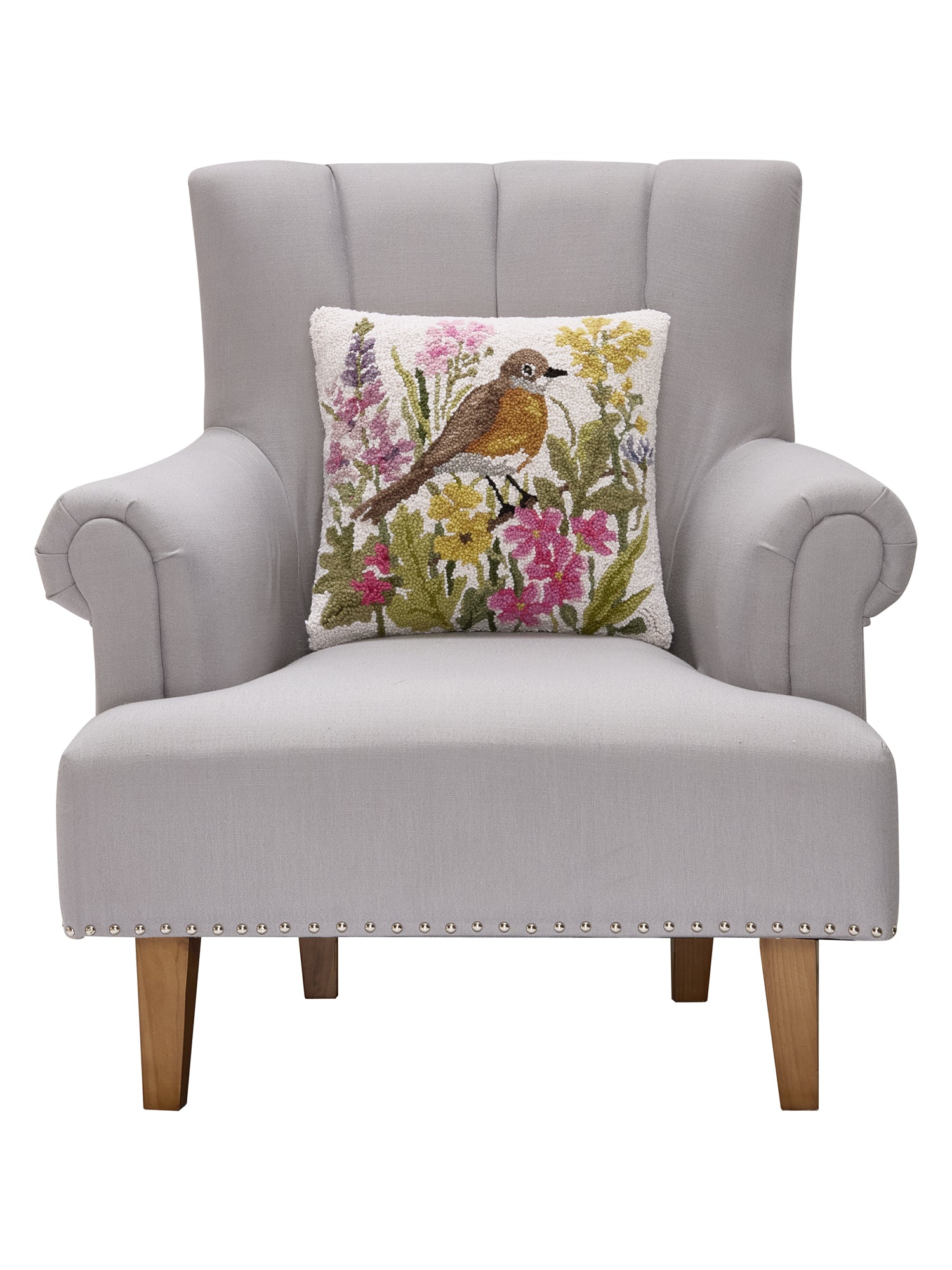 Robin in Wildflowers Hook Pillow