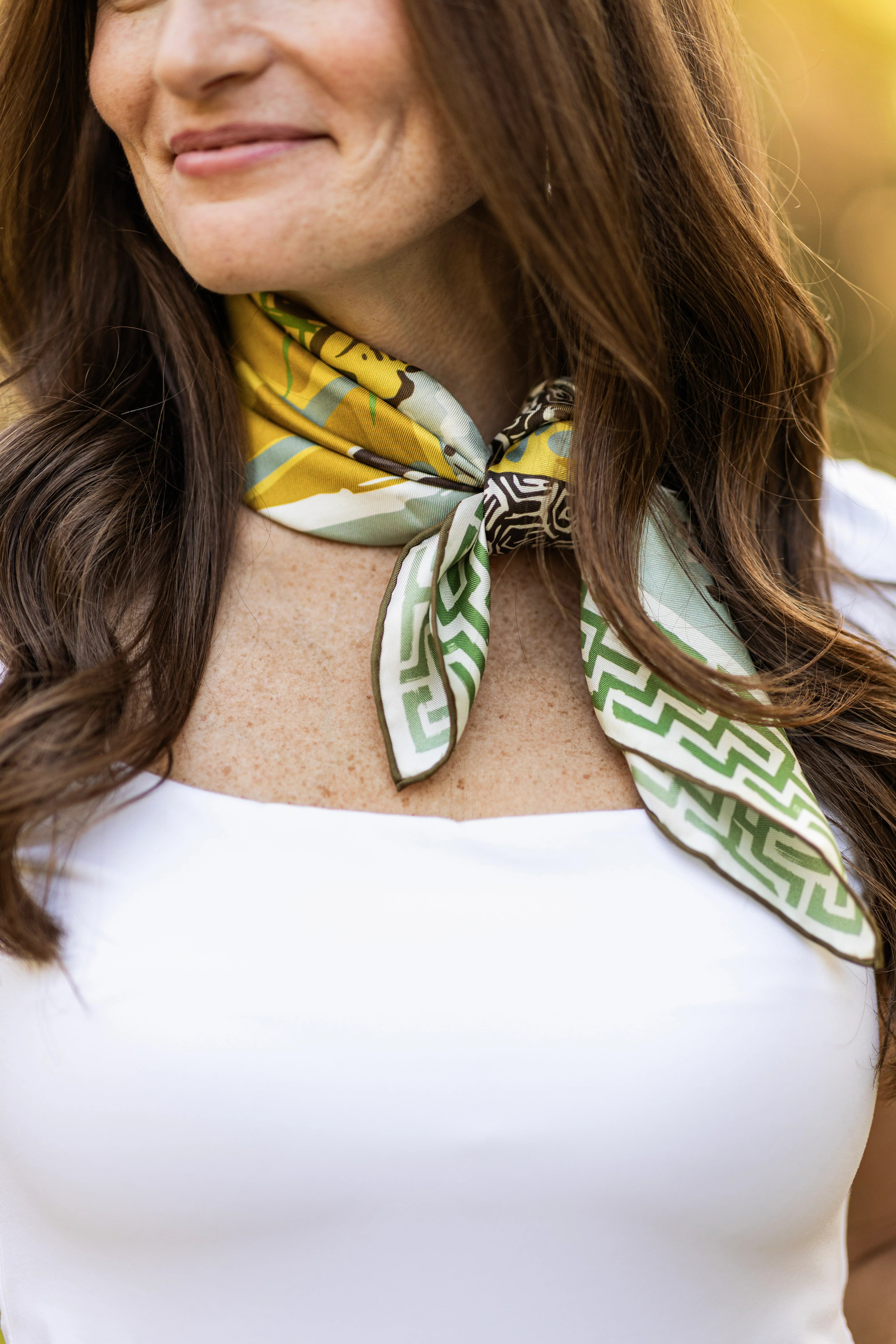 Teal Lily Pad Doe Silk Scarf