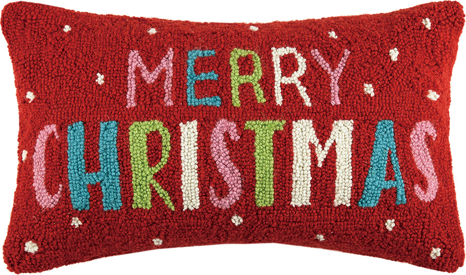 Multi-Colored Merry Christmas Hook Pillow