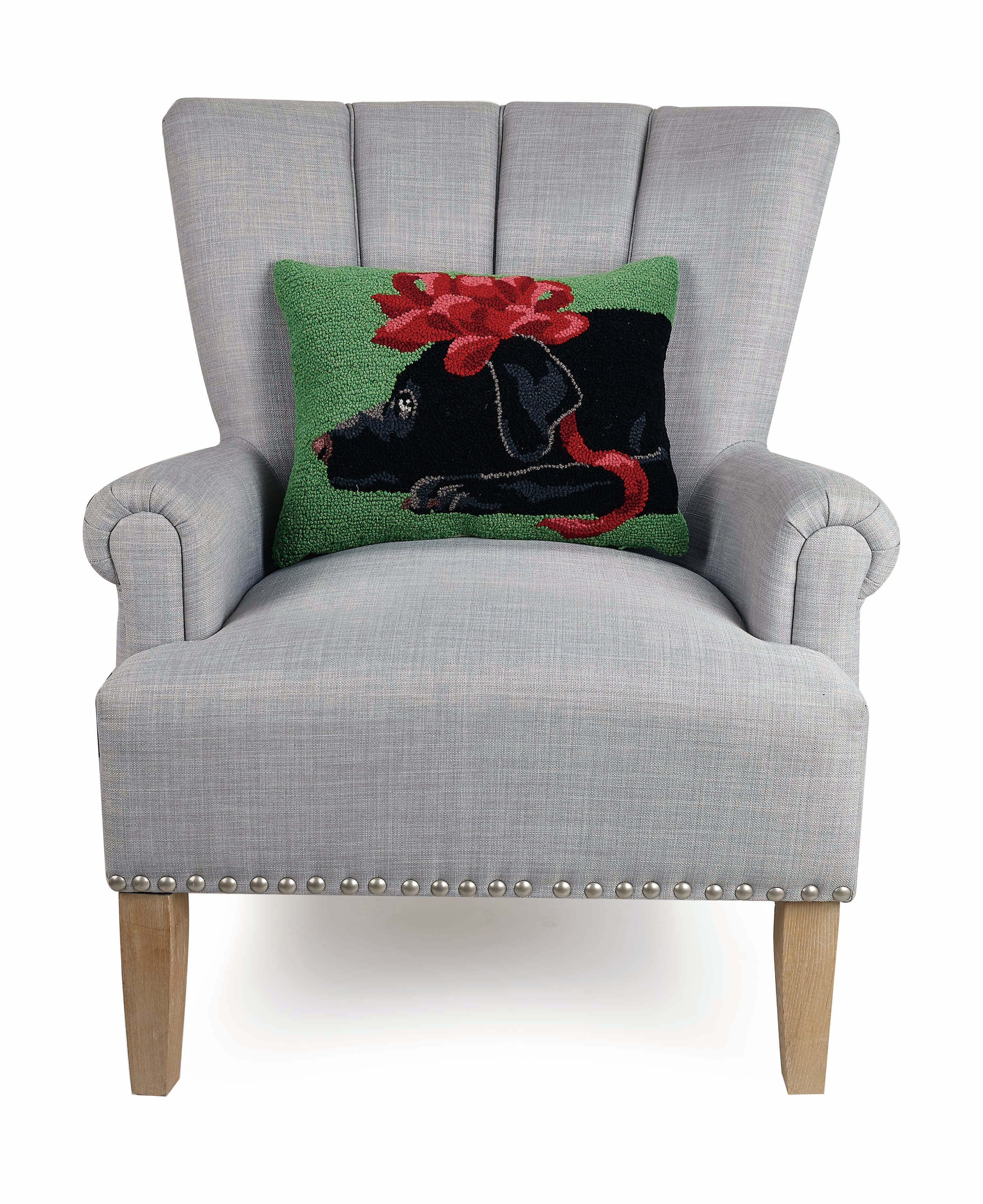 Black Lab Bow Hook Pillow