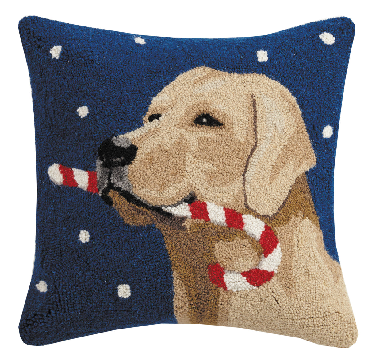 Golden Lab With Candy Cane Hook Pillow