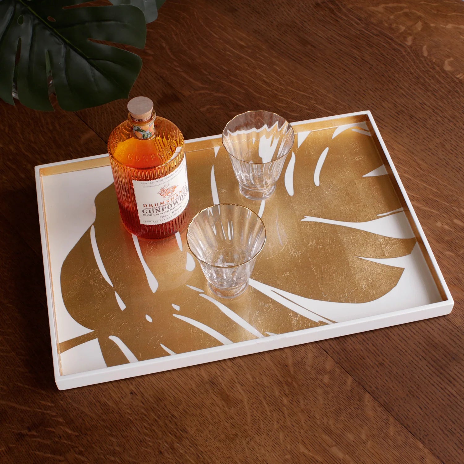 INDOCHINE Large Lacquered Philodendron Tray
