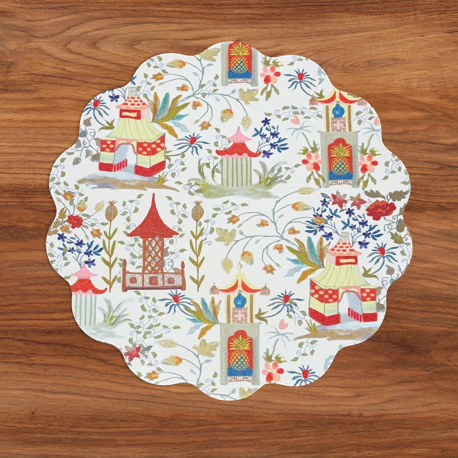 VIDA Pagoda and Carlie Plaid Reversible 15.5" Round Placemats | Set of 4