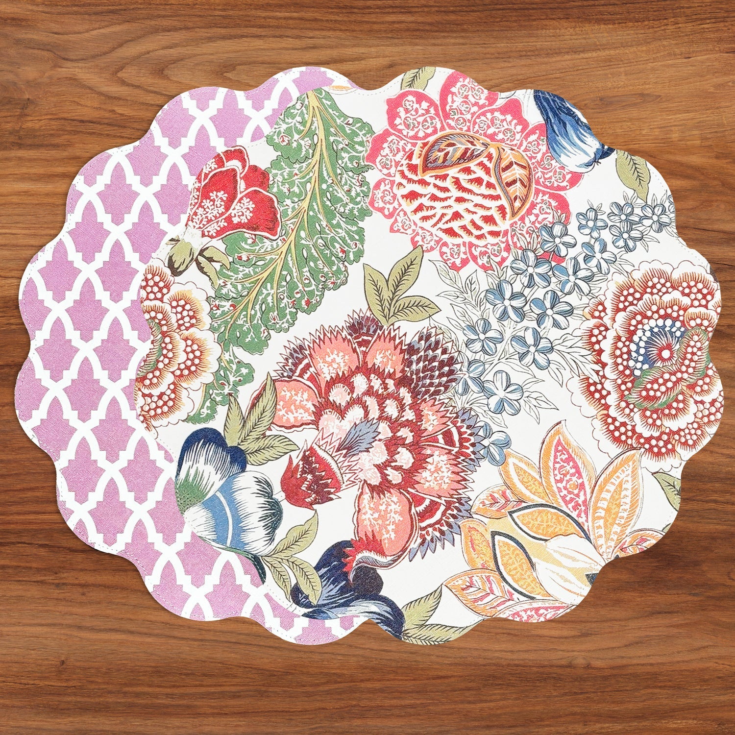 VIDA Eggplant and Pink Reversible Round Placemats | Set of 4
