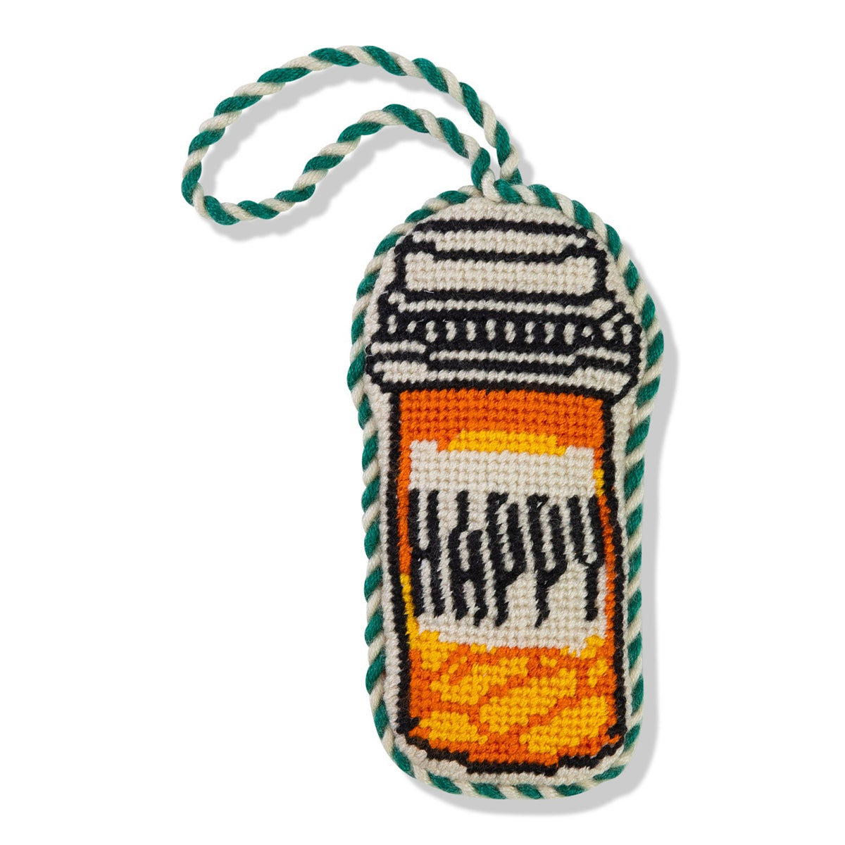 Happy Pill Needlepoint Ornament