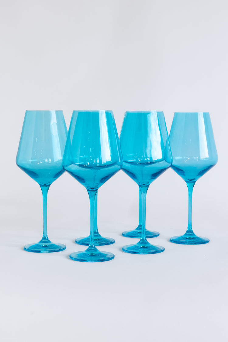 Estelle Colored Wine Stemware {Ocean Blue}_Single