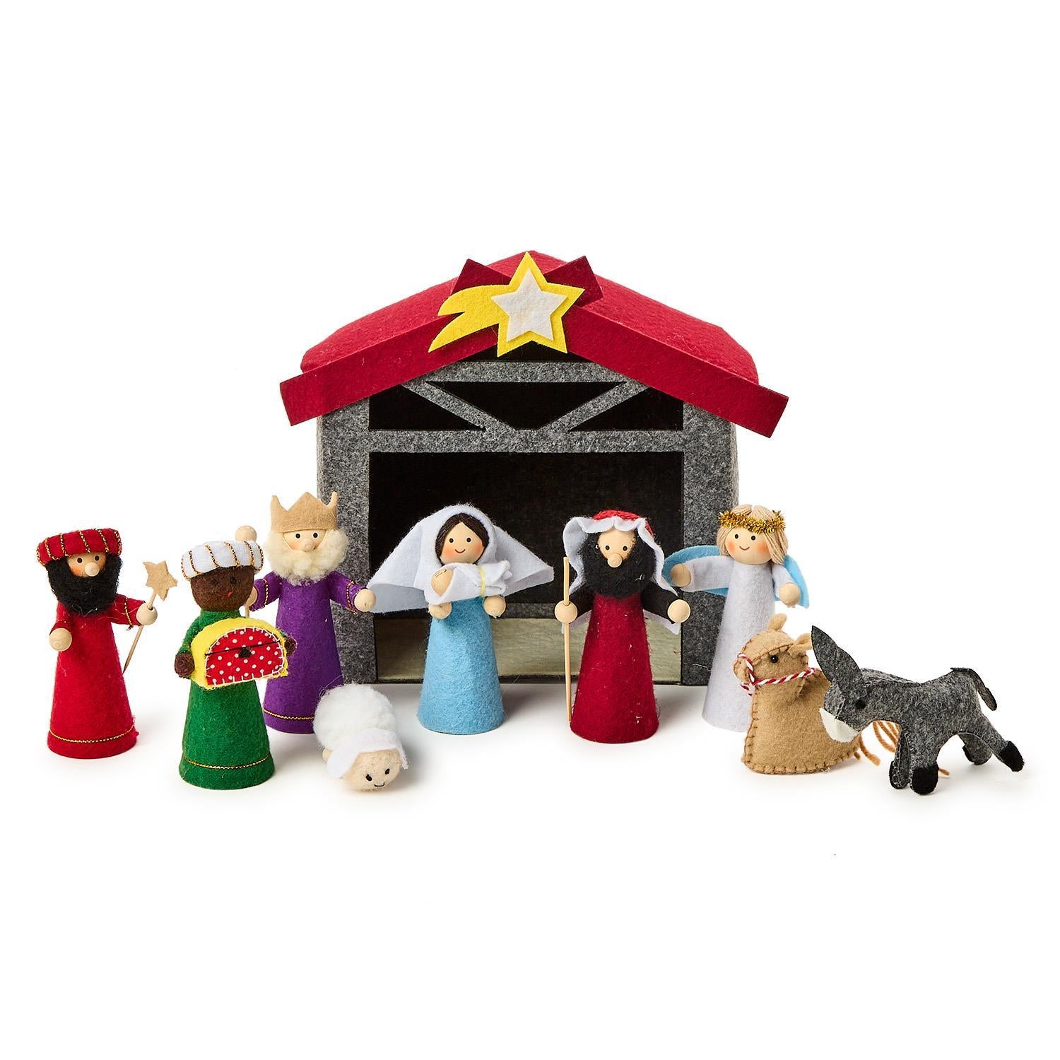 10 Pc Handcrafted Felt Nativity Set in Gift Box