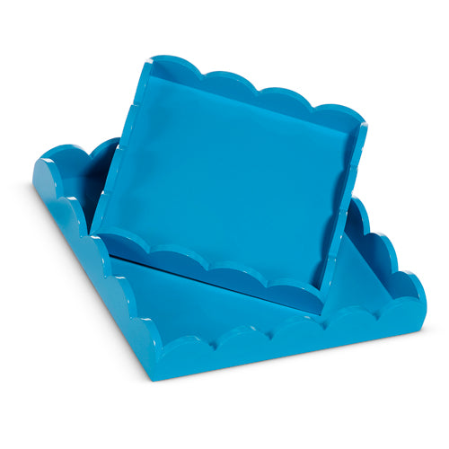Large Blue Scallop Tray