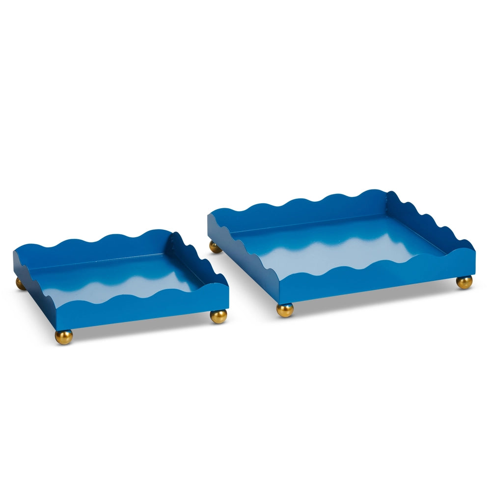 12.5" Blue Scalloped Trays